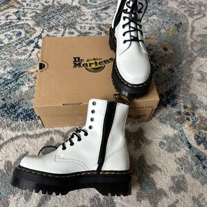 Dr. Martens White Polished Smooth Jadon Platform Boots